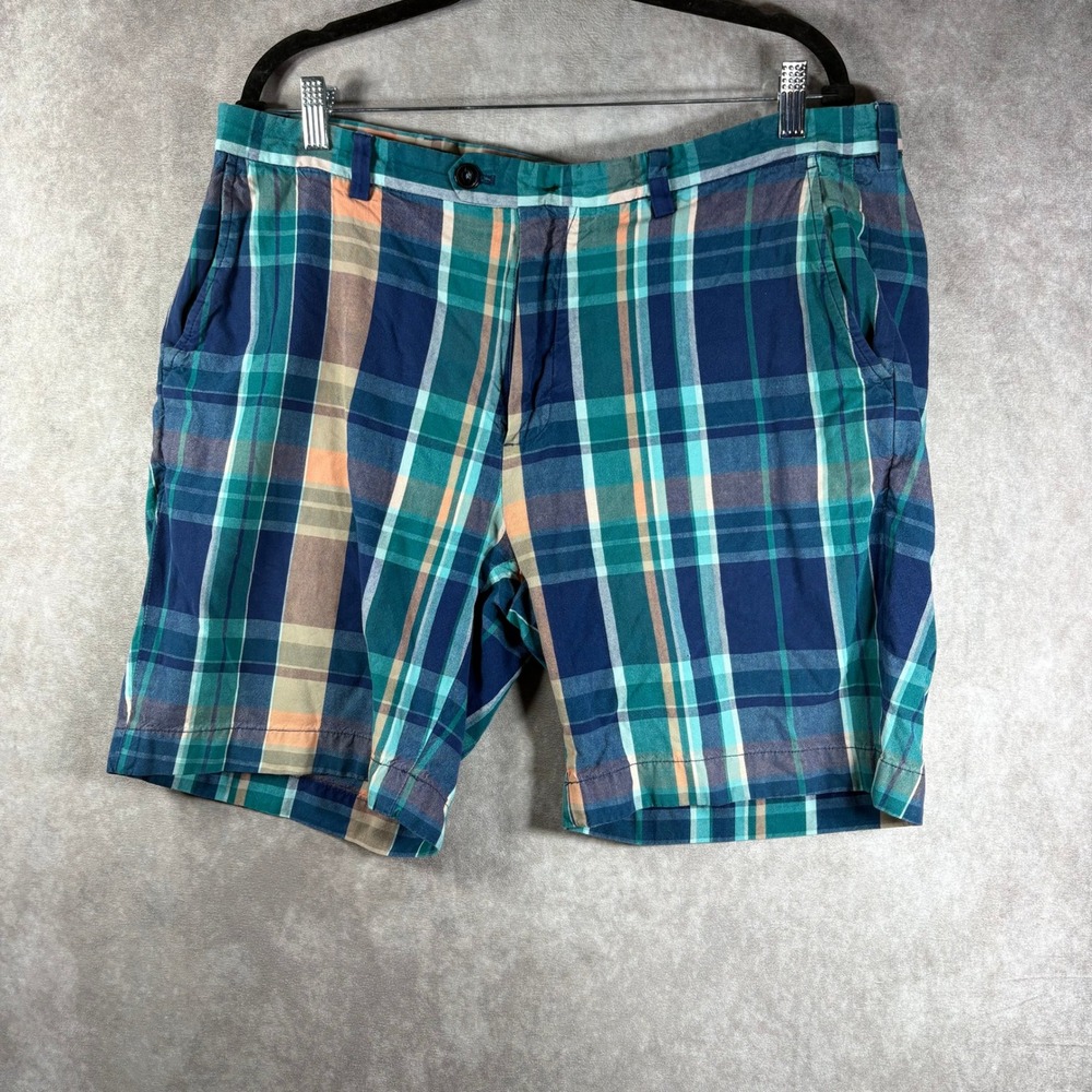 Vintage‎ Brooks Brothers Shorts Mens 38 Blue Madras Plaid Cotton Preppy Summer